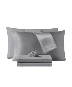 7 Piece Silver Sheet Set with Satin Accessories