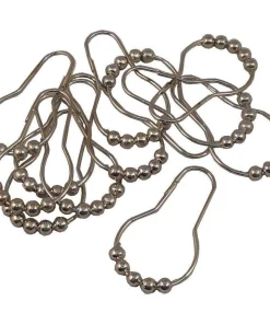 12 Piece Stainless Steel Shower Curtain Rings with Roller Ball - Silver