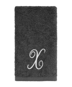 Avanti Linens Granite/Silver Script Monogram Fingertip Towel Letter X - Fingertip Towel