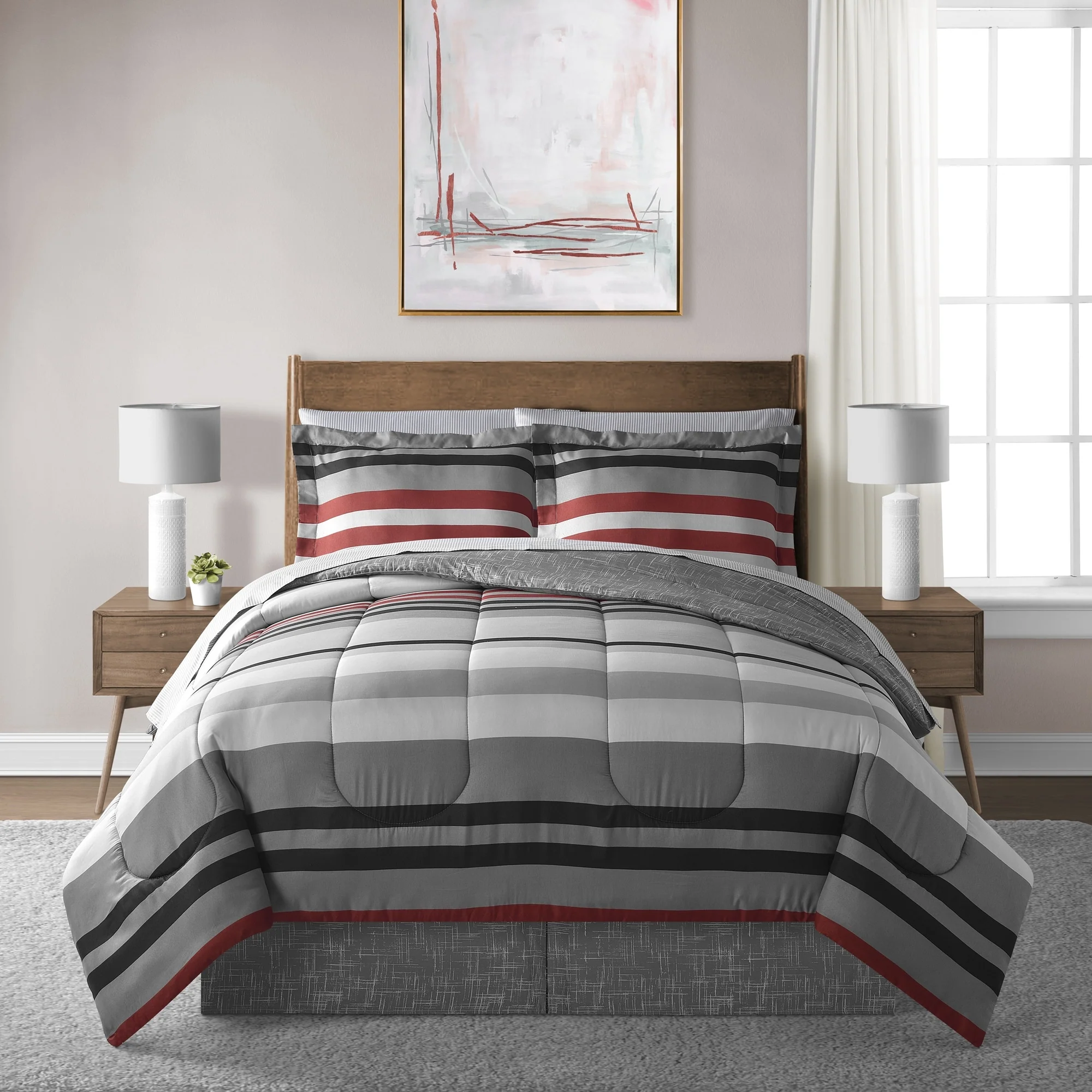 Lanwood Home Xavier Stripe 8-Piece Comforter Set