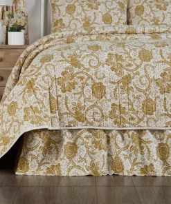 Dorset Gold Floral Twin Bed Skirt 39x76x16