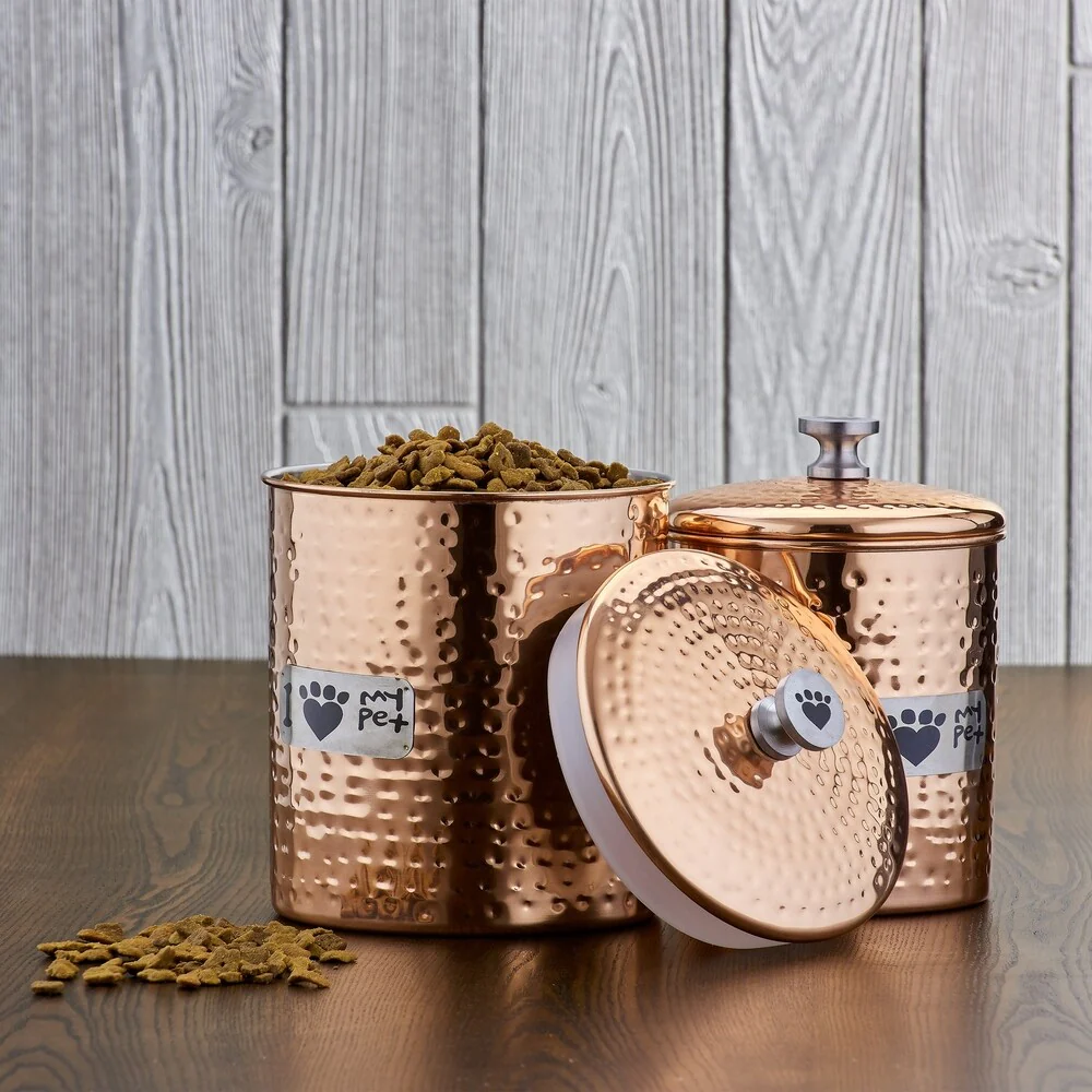 2 Pc. Copper “Cat Paw” Pet Canister Set 3¾ Qt. & 2¼ Qt.