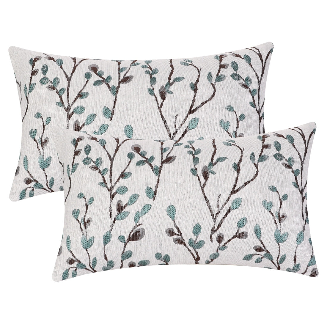 2 Pcs Classical Embroidery Jacquard Teal Decoration Throw Pillow Cover Pattern Pillow Cases