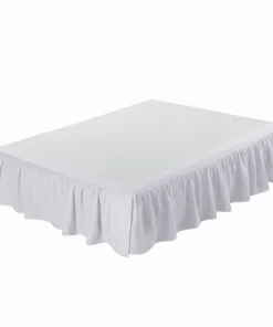 Linen Bed Skirt, 3 Side Linen Border, 16" Ruffled Drop, Twin, Queen, King, CK Size, White, Natural Color