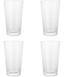 Elle Decor Ribbed Highball Glasses Set of 4 - 16 oz