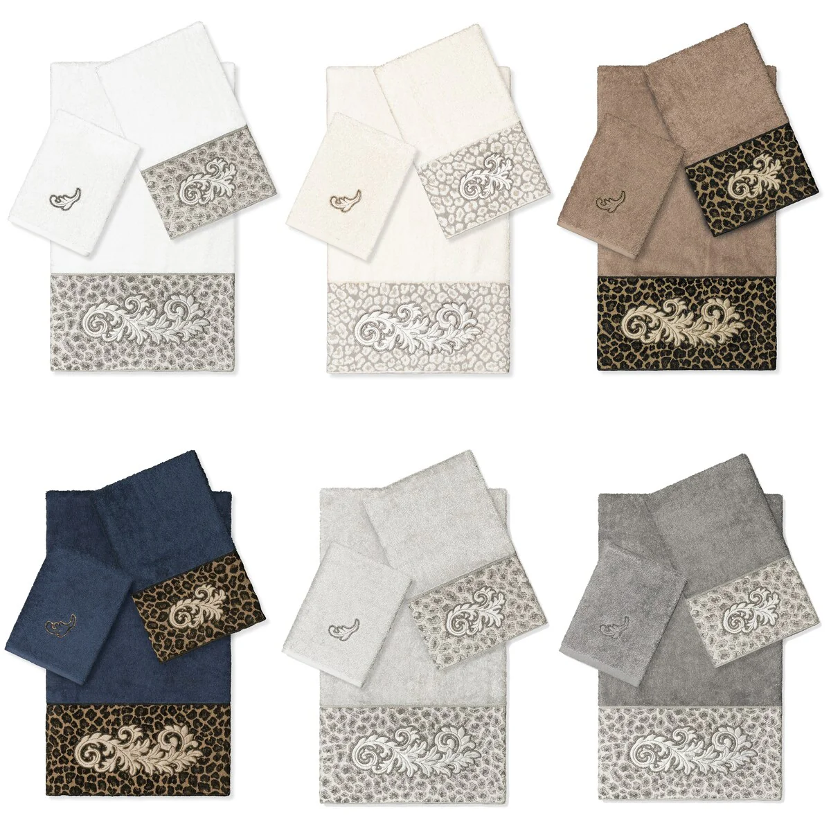 Authentic Hotel and Spa 100% Turkish Cotton April 3PC Embellished Towel Set