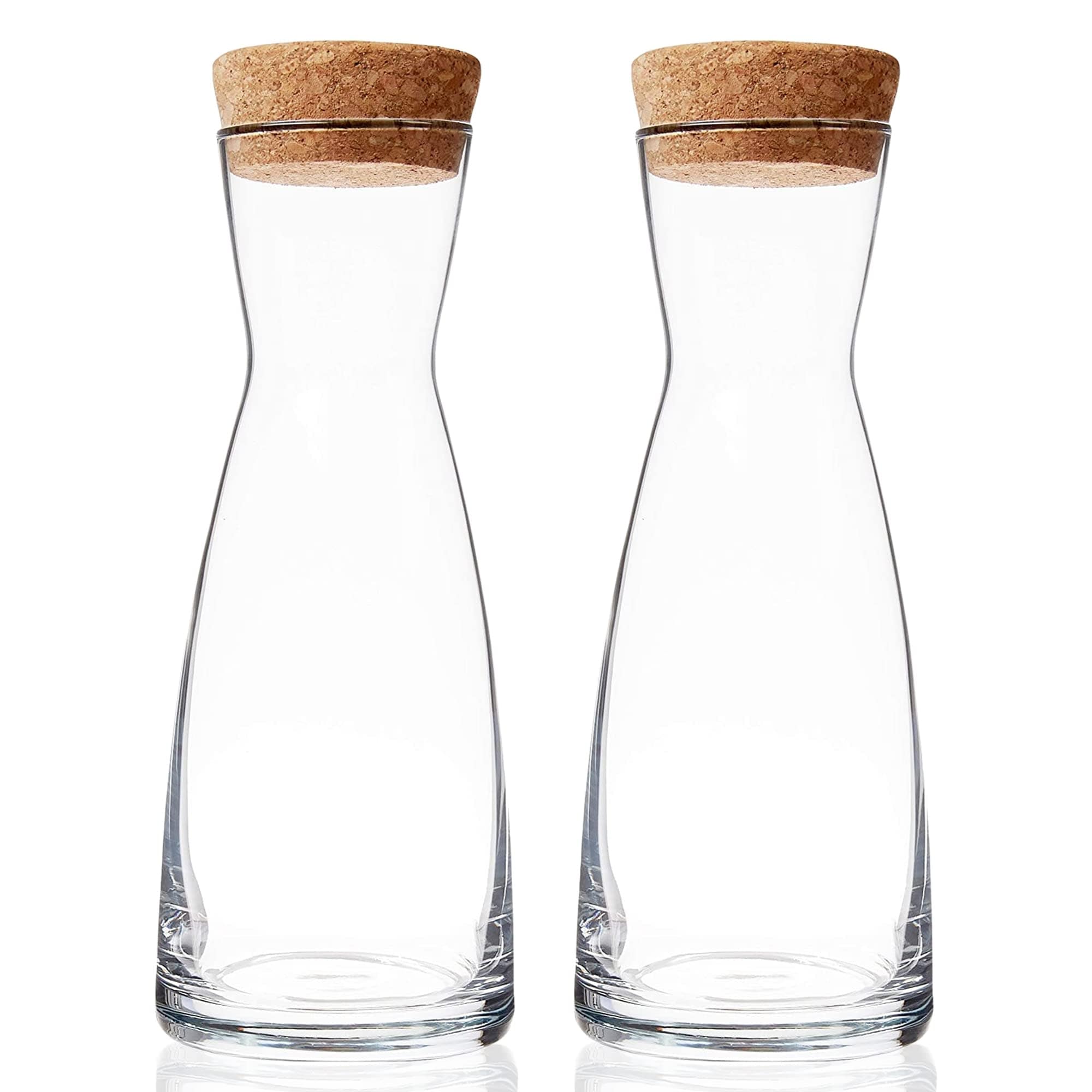 Bormioli Rocco Set of 2 Ypsilon Carafe with Cork Tops - 36.5 oz