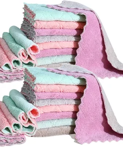 8 Pack Cleaning Cloth Super Absorbent Coral Velvet Dishtowels