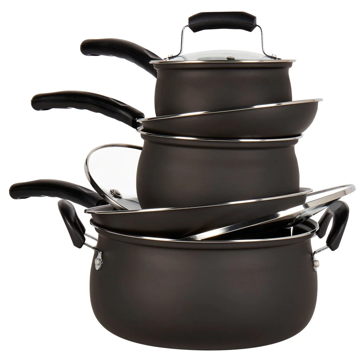Basic Essentials 8PC Carbon Steel Cookware Set - Matte Black
