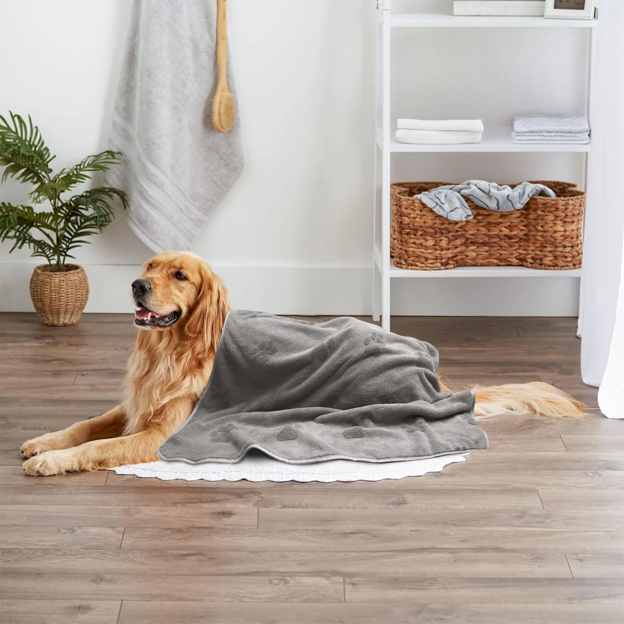 2 Pack X-Large Dog Paw Bath Towels 27.5"x40", Super Absorbent and Soft Pet Grooming Towel