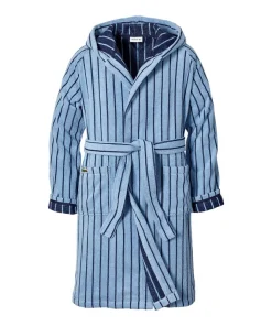 Lacoste Centre Mark Cotton Jacquard Stripe Unisex Bathrobe