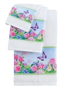 Elegant Colorful Butterfly Garden 3-Piece Towel Set - 12.280 x 7.750 x 2.380