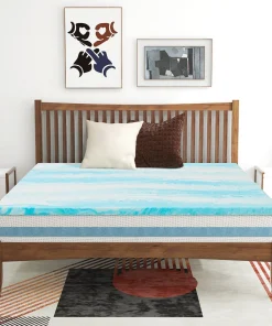 3 Inch Gel Swirl Memory Foam Mattress Topper - Ripple Blue