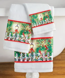 Holly Night Cardinal Christmas Bathroom 3pc. Towel Set - 16.600 x 12.750 x 1.250