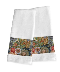 Laural Home Boho Bouquet Hand Towels Set of 2 - 16" x 29"