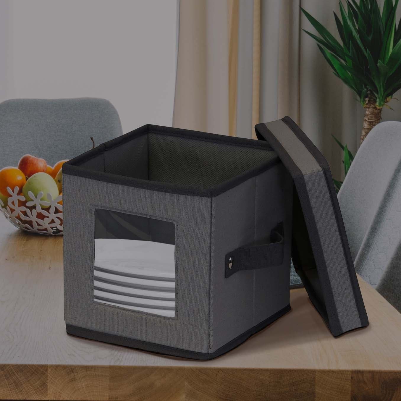 Household Essentials China Plate Storage Box - 10.0"L x 10.0"W x 8.0"H