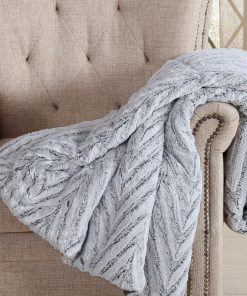 Christian Siriano NY® 60 x 70 Oversized Grey Chevron Faux Fur Filled Throw