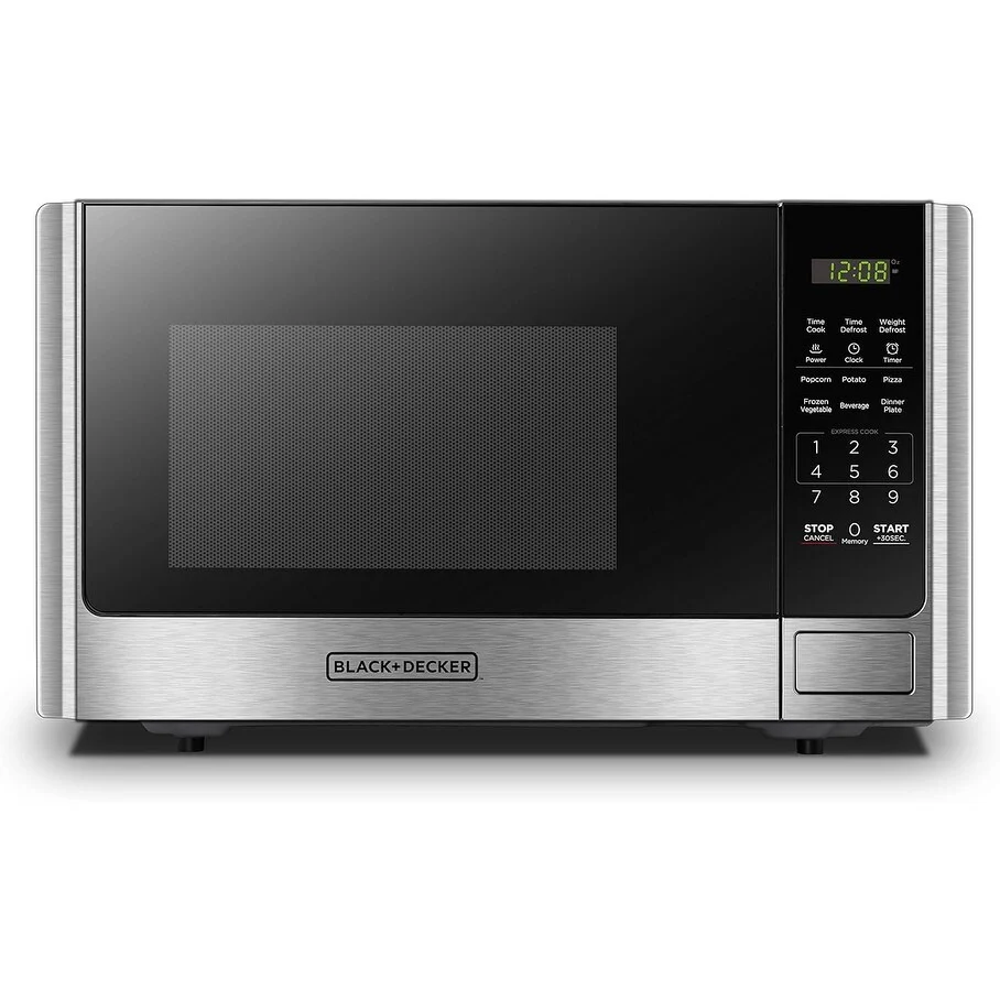 0.9 Cu Ft Compact Microwave with Turntable & Child Safety Lock in Stainless Steel
