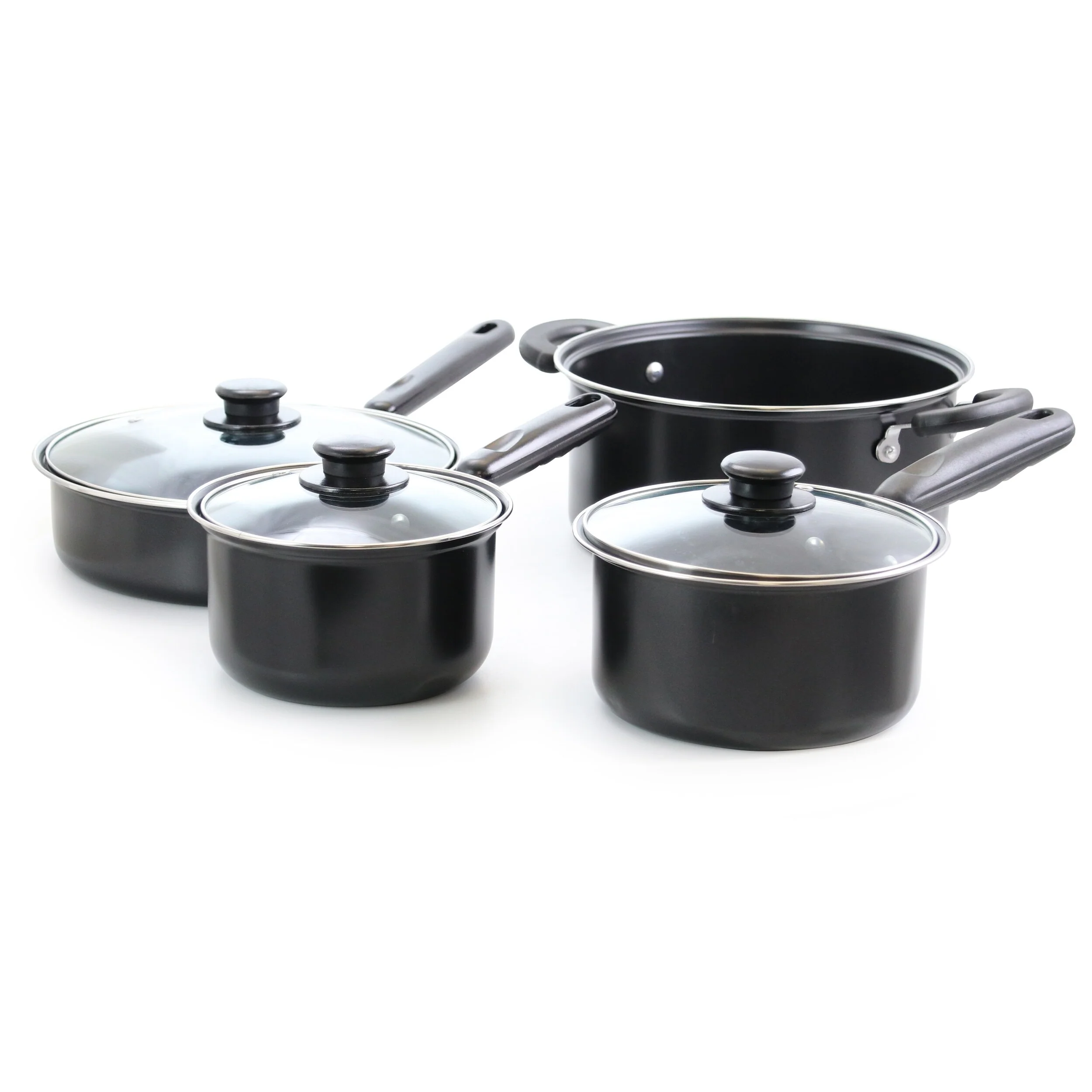 7 Piece Stainless Steel Non-Stick Cookware Set with Glass Lids