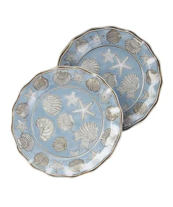 14 1/4 Inch Diameter Seashell Design Round Platter - 1 X 14.25 X 14.25 inches