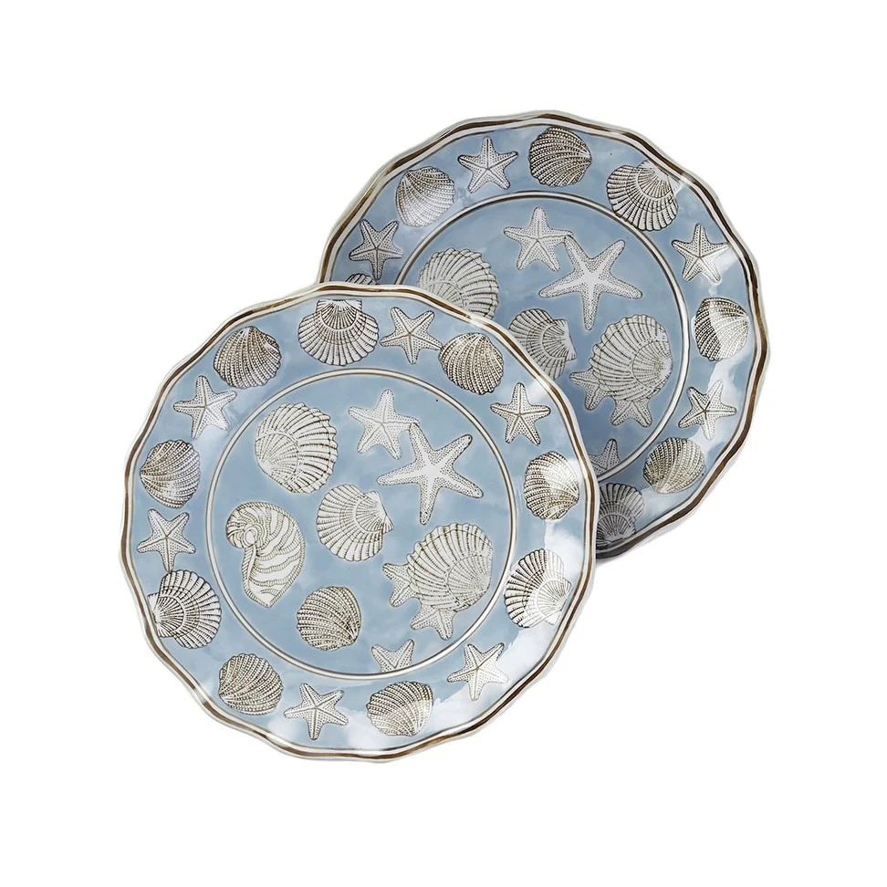 14 1/4 Inch Diameter Seashell Design Round Platter - 1 X 14.25 X 14.25 inches