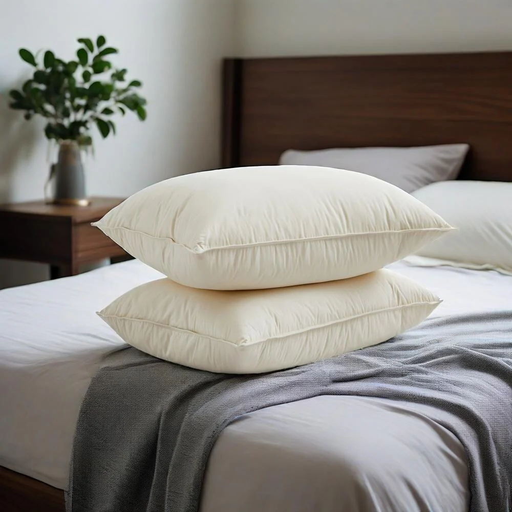 300TC Organic Cotton White Down Bed Pillow Medium Firm