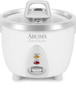 AROMA® 6-Cup(cooked) / 1.3Qt. Select Stainless™ Rice Cooker, Stainless Steel Inner Pot (ARC-753SG)