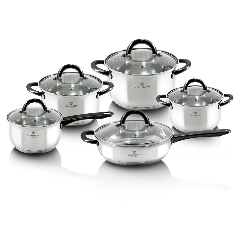 Blaumann 10-Piece Stainless Steel w/ Black Cookware Set