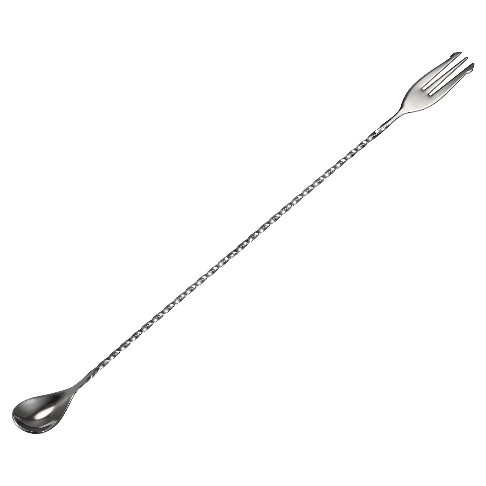 Bar Mixing Spoon, Stainless Steel Cocktail Spoon 16 Inch Spiral Pattern - Black