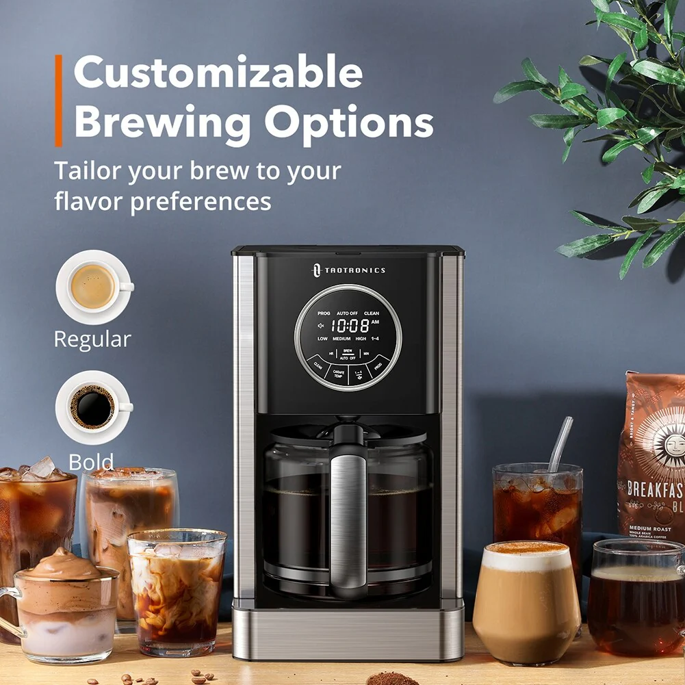 12-Cup Coffee Maker, Drip Coffee Machine with Glass Carafe