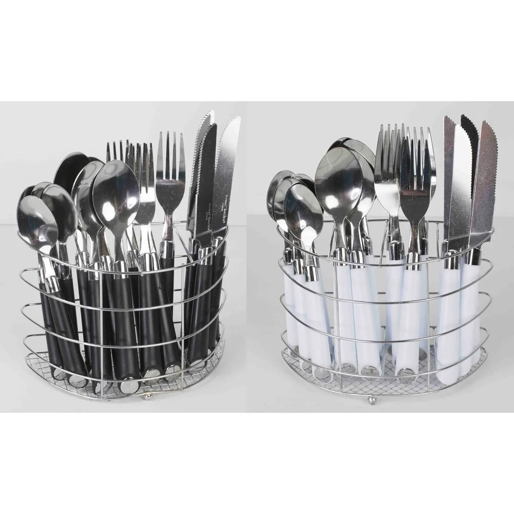 16 Piece Flatware Set with Stainless Steel Basket