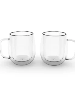 Elle Decor Double Wall Glass Mugs Set of 2 Coffee Mug