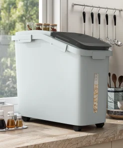 11.4-Gallon Flour Storage Container 280 Cups Rice storage Bins with Wheels Shelf-storage Bin with Scoop and Lid