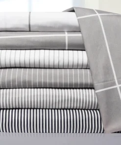 6 Piece Loft Collection Modern Classic Pinstripe Bed Sheet Sets