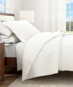 Linery & Co. Detailed Channel Stitch Microfiber Quilt Set With Shams.