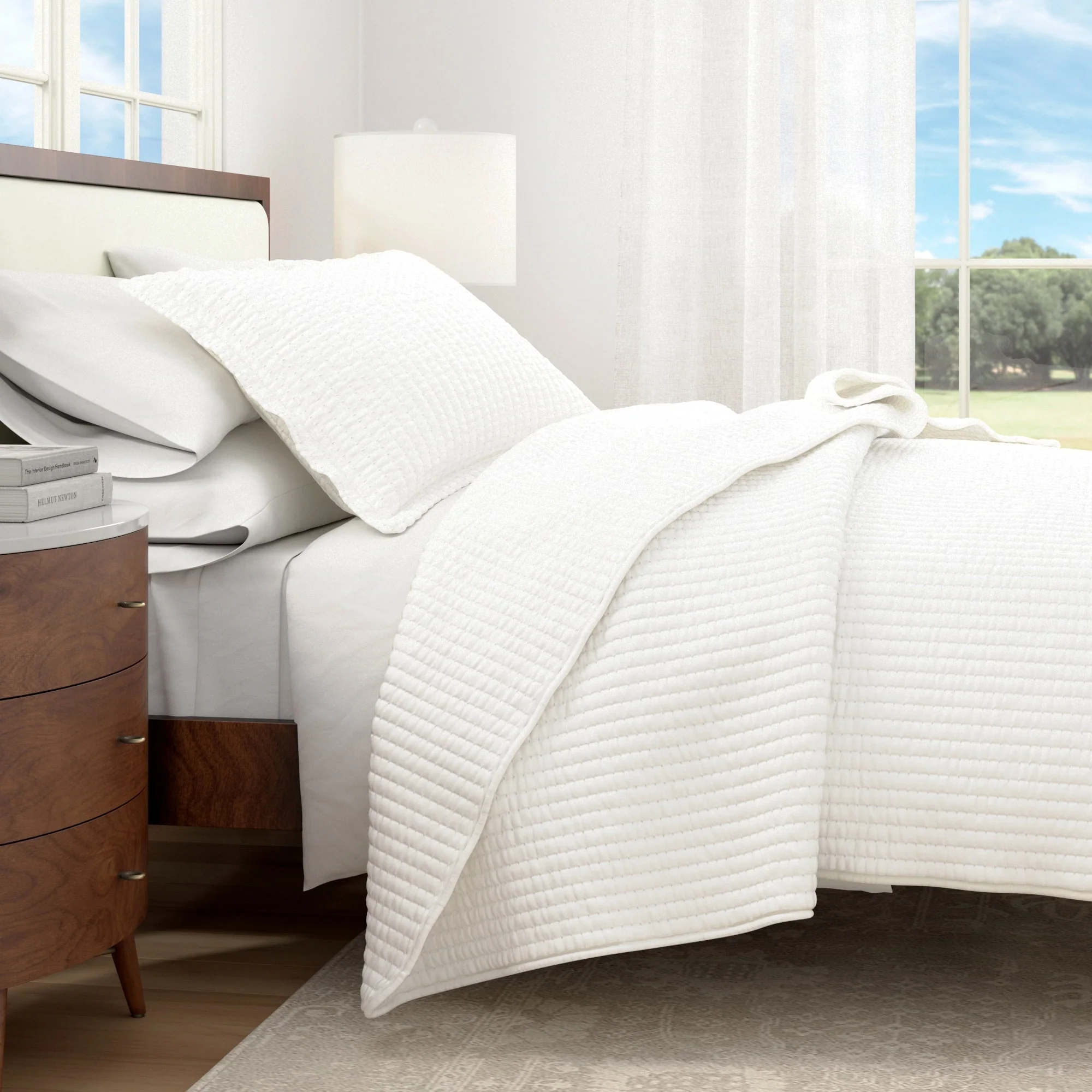 Linery & Co. Detailed Channel Stitch Microfiber Quilt Set With Shams.