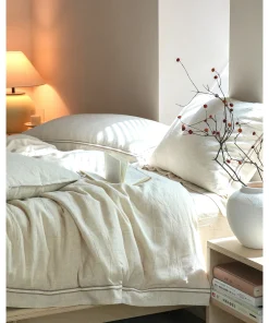 Decorative Linen Duvet Cover With Pillowcase Beige- Top Grade & Natural