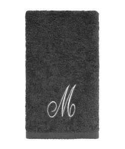 Avanti Linens Granite/Silver Script Monogram Fingertip Towel Letter M - Fingertip Towel
