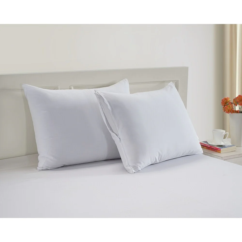 100% Cotton Pillow Protectors with Silvadur Antimicrobial protection, Set of 2