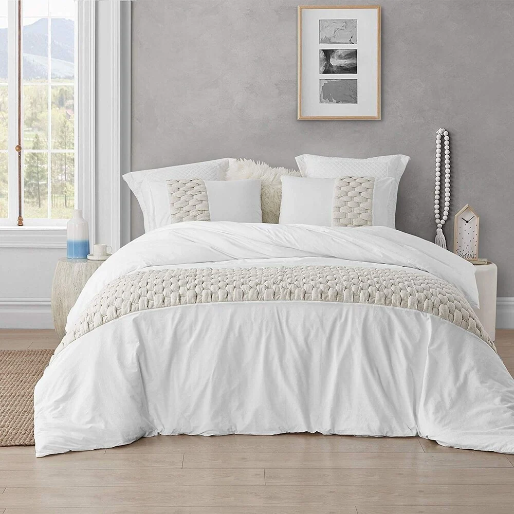 Knit and Loop Textured Oversized Duvet Cover - Almond Cream