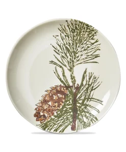 7.3" Wilde Christmas Pine Tree Pinecone Bough Appetizer Serving Plate