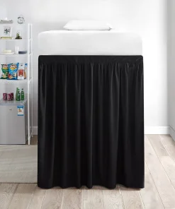 Extended Dorm Sized Bed Skirt (3 Panel Set) - Black