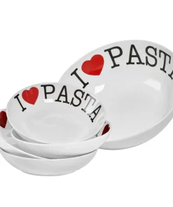 I Love Pasta Porcelain 5-piece Round Pasta Set