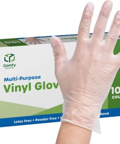 Comfy Package [100 Count Disposable Vinyl Gloves, Powder Free, Latex Free, Clear Gloves for Cooking and cleaning - Medium
