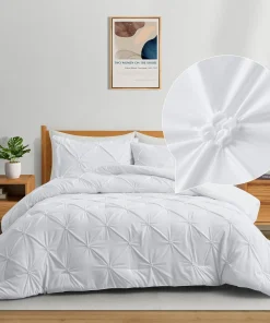 3 Piece Reversible Pintuck Pinch Pleat Bohemia and Tufted Clipped Comforter Set