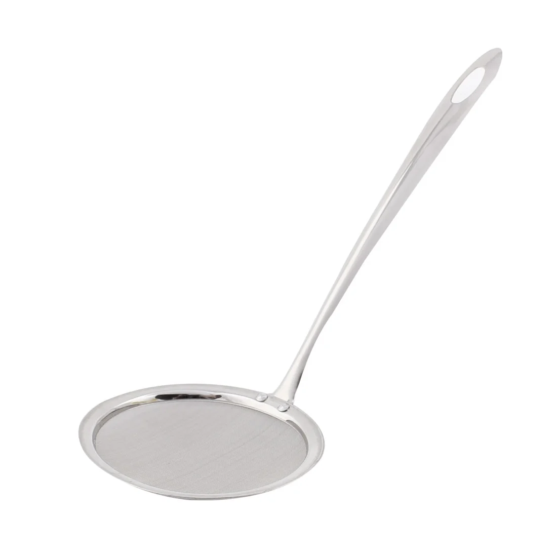 Household Kitchenware Metal Oil Grease Mesh Strainer Spoon Ladle Colander Sieve - Silver Tone