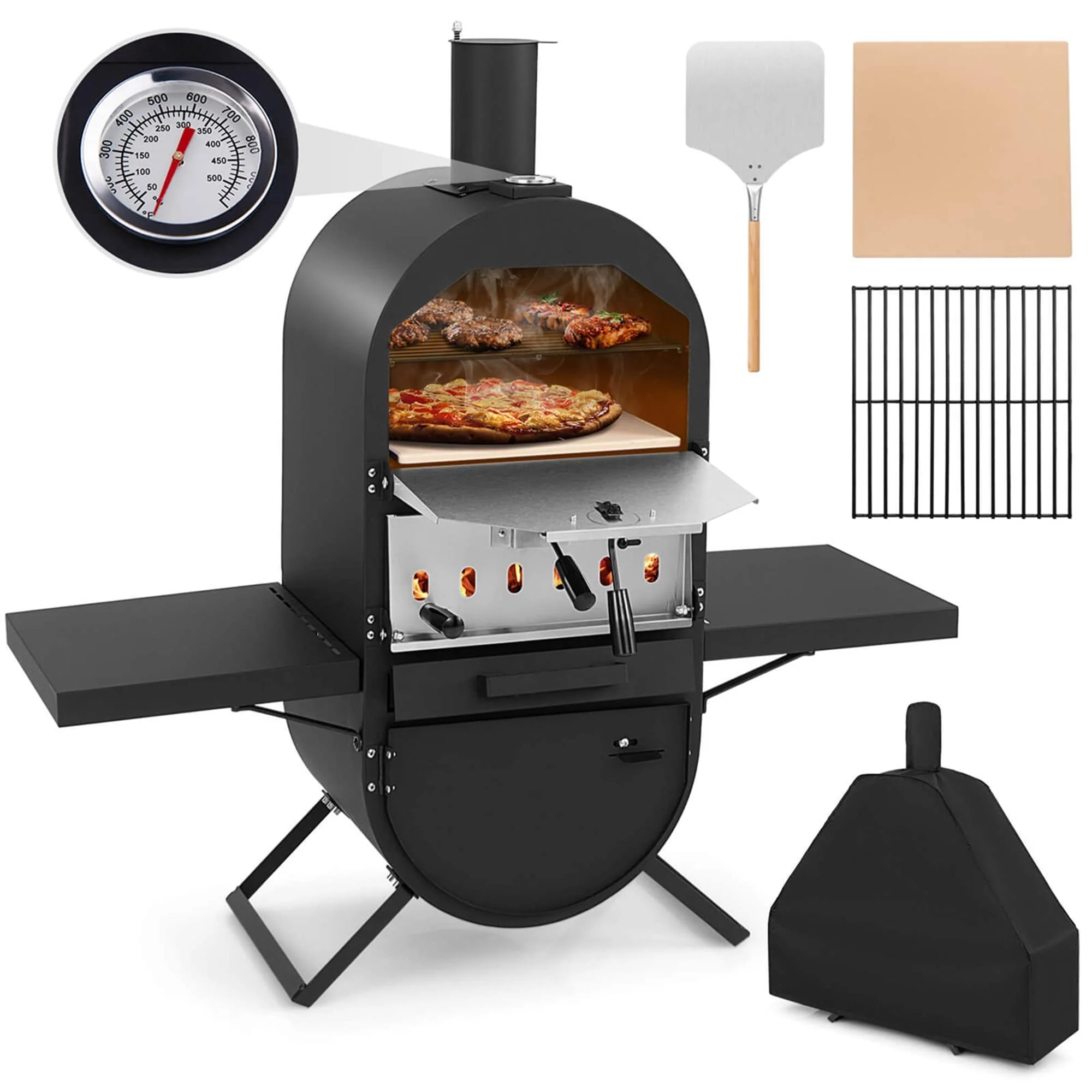 Costway Outdoor Pizza Oven Wood Fired Pizza Oven with 600D Oxford - See Details