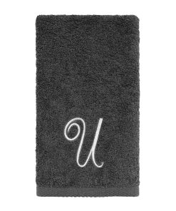 Avanti Linens Granite/Silver Script Monogram Fingertip Towel Letter U - Fingertip Towel