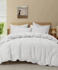 All Season Breathable & Soft Solid Color Duvet Cover Set with Cotton Cover