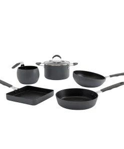 Denmark 5PC Aluminum Non-Stick Complete Mini Cookware Set with Silicone Handles - Cool Gray